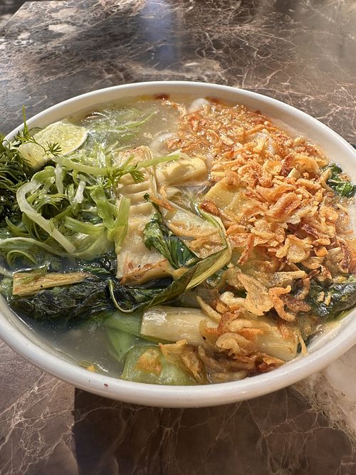 Asian chicken noodle soup made vegan   at Diane's Place in Minneapolis