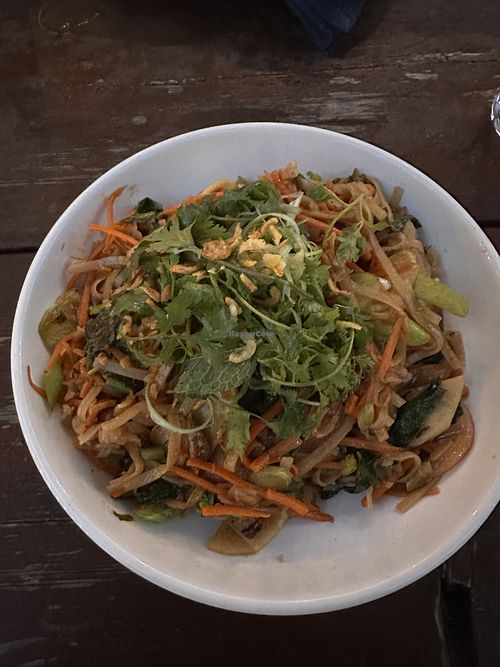 Pan fried rice noodles made vegan   at Diane's Place in Minneapolis