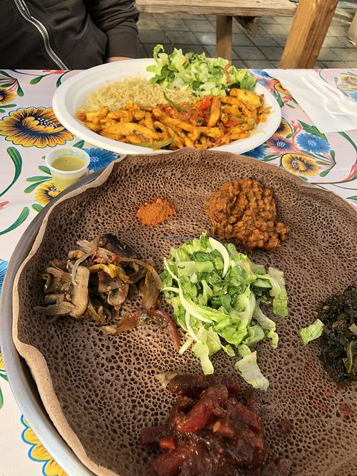 Delicious veggie combo platter    at Mia's African Kitchen in Portland