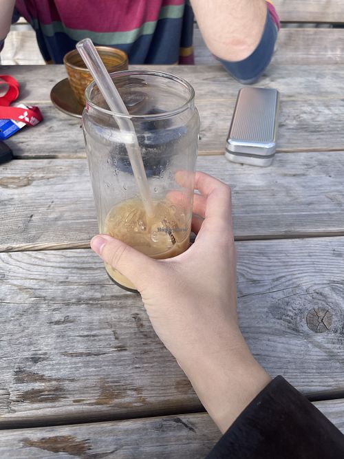 Oat iced latte and oat cappuccino  at Lle Tarw in Pen-y-cae