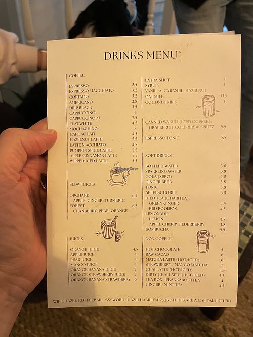 Menu  at Hazel Coffeebar in Noord-holland