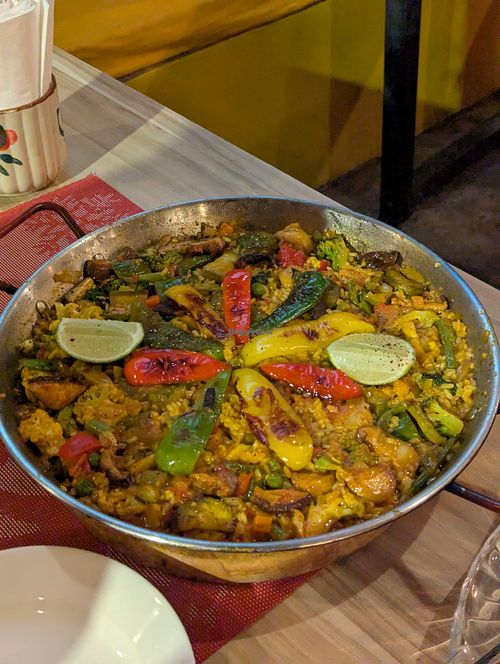 Vegan paella at Tortilla & Gazpacho Spanish Restaurant in Chang Wat Surat Thani