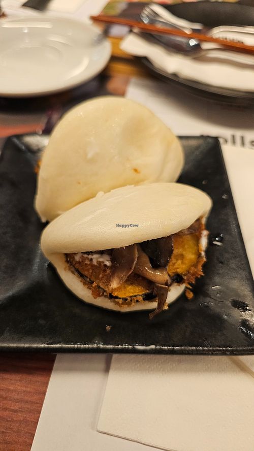 bao buns with auberigine with mushrooms without the mayo at Wagamama in 