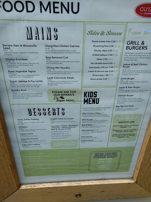 not the vegan menu at Circle Cafe Bar in Carlisle