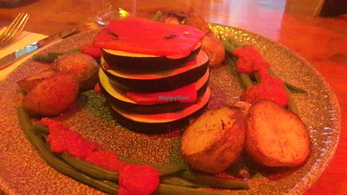 Replacement aubergine & pepper stack without the fried tofu at Circle Cafe Bar in Carlisle