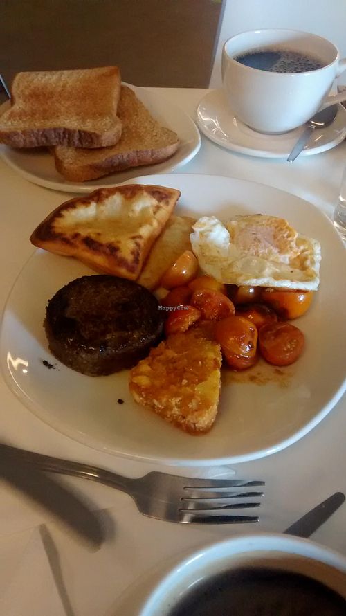 My friends veggie breakfast at Tramway Cafe Bar in Glasgow
