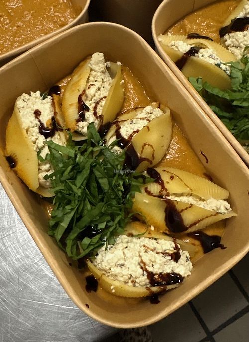 Stuffed shells in a thick pumpkin sauce  at Vibrant Fork  in San Diego
