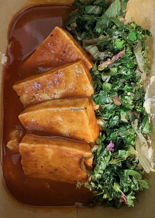 Tofu steaks with barbecue sauce at Vibrant Fork  in San Diego