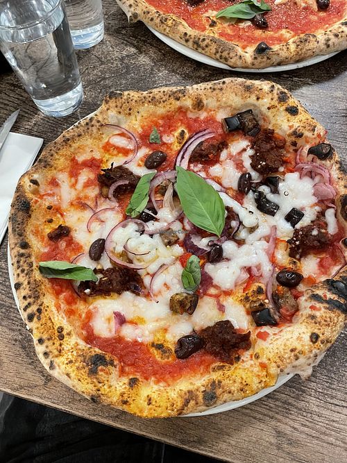 Vegan nduja pizza   at Fatto a Mano Hove in Hove