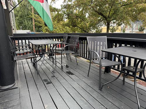 Some of the outdoor seating (there’s also a covered area)  at Worker’s Tap in Portland
