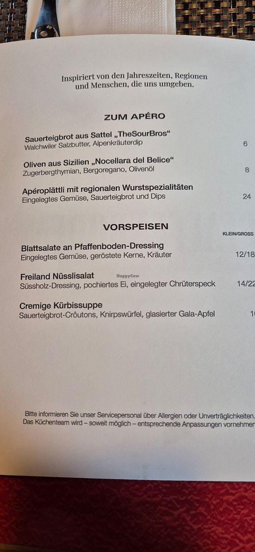 Blattsalat. Kürbissuppe mit Kokoscreme at Restaurant Pfaffenboden in Zug