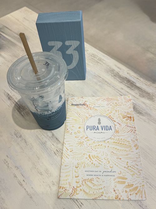 Butterfly pea flower ginger oat mylk   at Pura Vida Miami  in Naples
