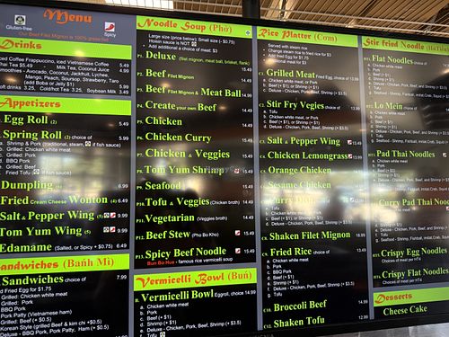 Menu  at Pho Xpress in Grapevine