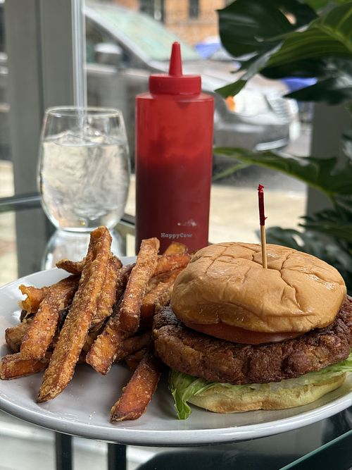 Veggie Burger with Sweet Potato Friess  at Nana's House Kitchen & Bar in New York City