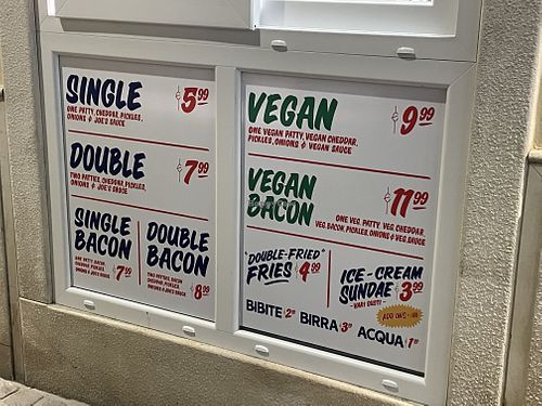 Menu  at Fat Joe in Sardegna