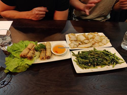 Crispy rolls and two vegetable starters at Pho Bluewater in England