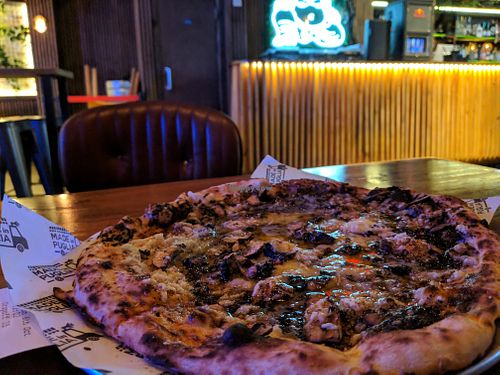 Truffle Oil Pizza - actually really good! at Market Place Food Hall Vauxhall in London