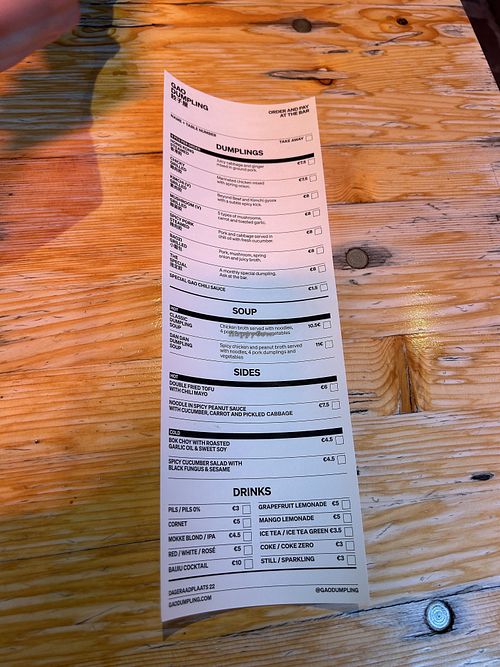 Menu Sep 2025  at Gao Dumpling  in Vlaanderen