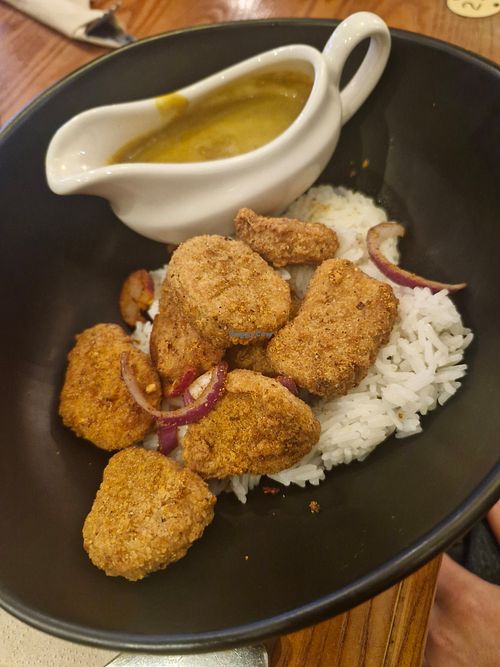 Quorn chicken spice bag, coconut rice and curry sauce at The John Wallace Linton - JD Wetherspoon in Newport