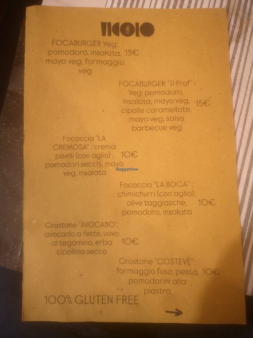 Menu front at Vicolo Otto  in Sarzana