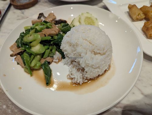 Salted fish with kale and rice at Jajaa Coffee in Chang Wat Ranong