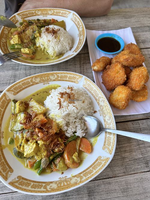 Tempe and Vege curry and crispy tofu   at Warung Brentoet in Kabupaten Karangasem