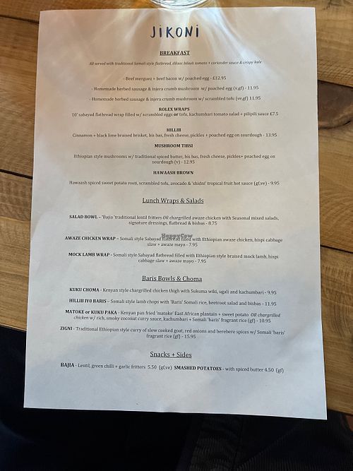 Menu - Oct 25  at Jikoni in Bristol