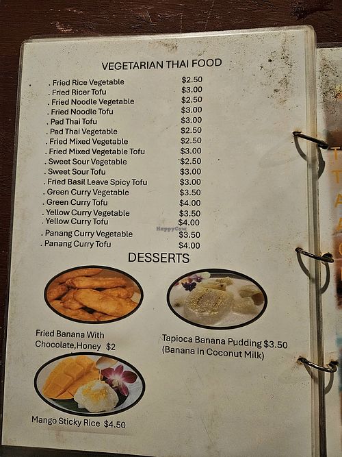 Vegetarian menu at JIJI KOH RONG in Sihanoukville
