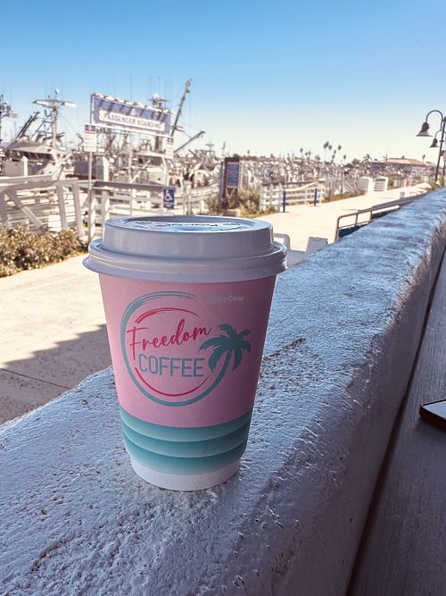 Coffee and a harbor view 🛥️  at Freedom Coffee - Ventura Harbor in Ventura