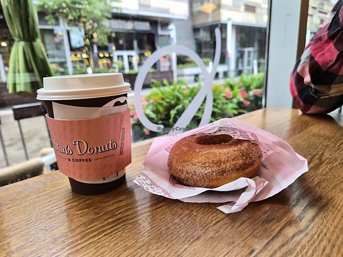 Cinnamon sugar doughnut and coffee at Stan's Donuts & Coffee in Chicago