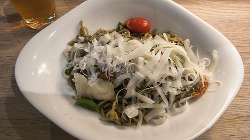 Pesto Pasta which was vegetarian.. the pasta was only made of wheat and water ... Too delicious at Vapiano in Hlavní Město Praha