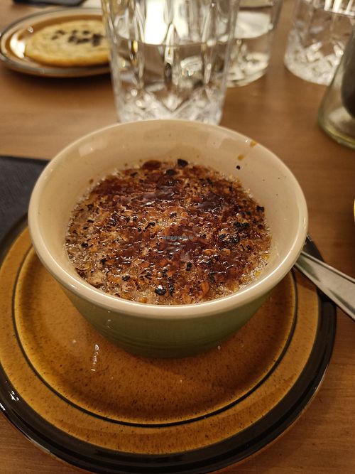 Oats brulee with sour cherry. Warm and crunchy at Byroo in Helsinki