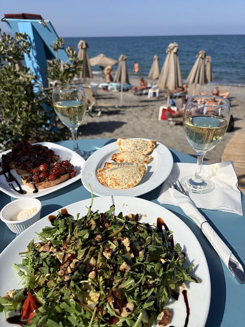 Spinach empanadas, bruschettas, avocado salad  at Ocean Restaurant in Crete