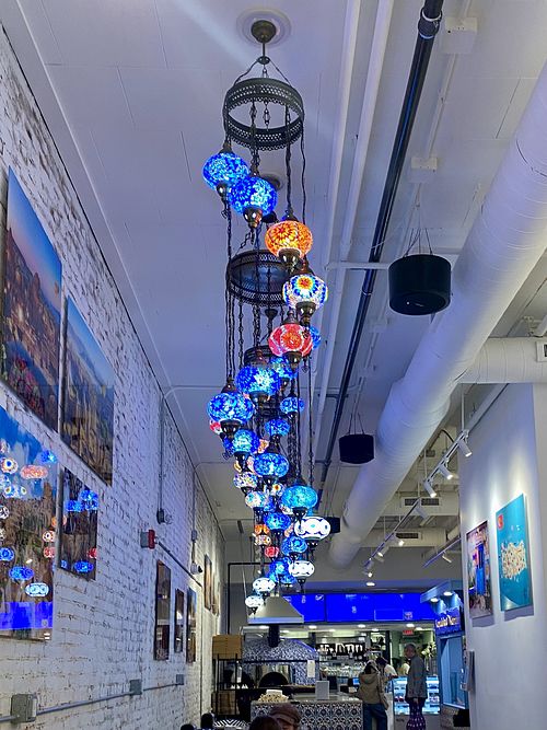 Turkish mosaic lighting   at Cappadocia Bistro in Burlington