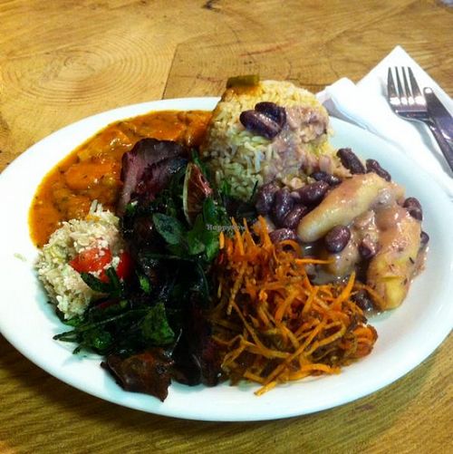 Mushroom stroganoff, bean stew with dumplings  at The Calabash of Culture in South East London