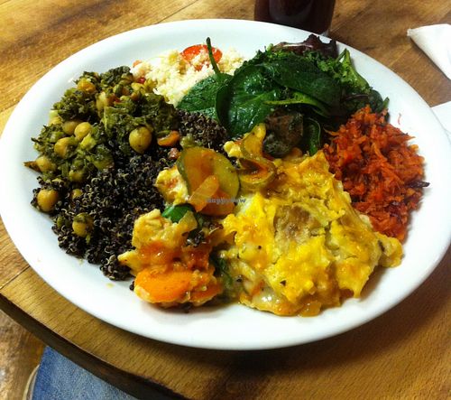 Chickpea and callaloo curry, lasagne at The Calabash of Culture in South East London