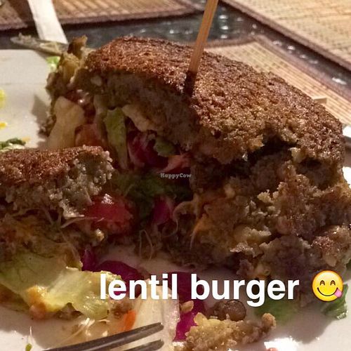 Gluten Free Vegan Lentil Burger at Ital in Paradise in St Croix