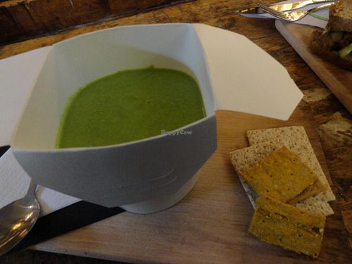 Green raw soup at Dr. Blend in Amsterdam