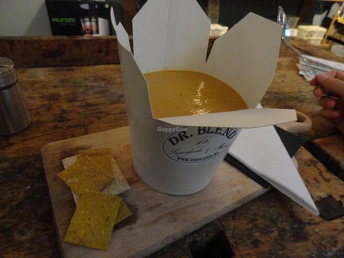 Red raw soup at Dr. Blend in Amsterdam