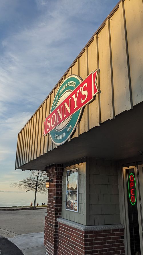 Outside the restaurant at Sonny's Italian Kitchen & Pizzeria in Sturgeon Bay