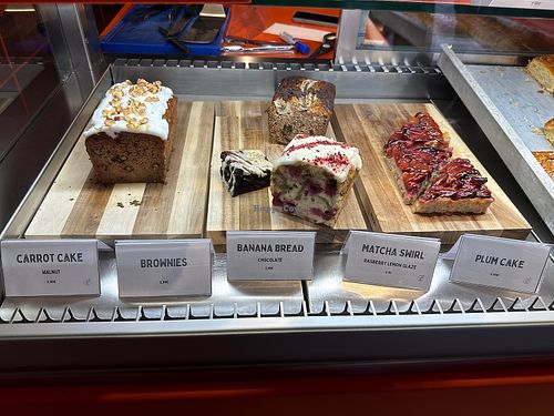 The Carrot Cake, Matcha Swirl, and Plum Cake are vegan  at Lazy Lads in Bayern