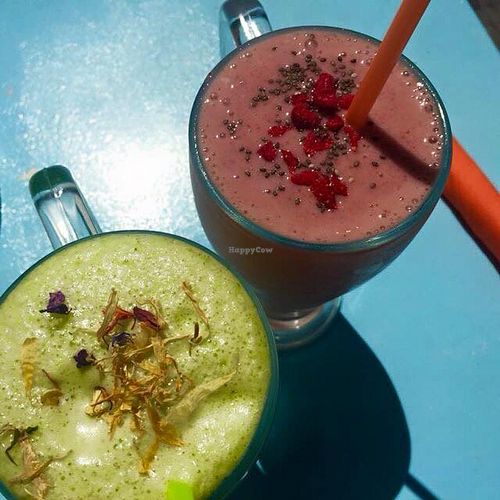 A healthy yum in the sun!  at Dharma Cafe in Mallorca