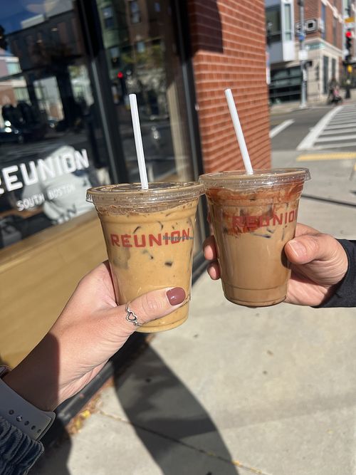 iced lattes (oatmilk and almond milk available)  at Reunion in Boston