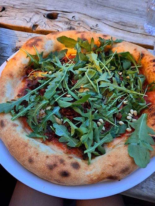 Pesto pizza at Big Mountain Basecamp Chamonix in Auvergne-rhône-alpes