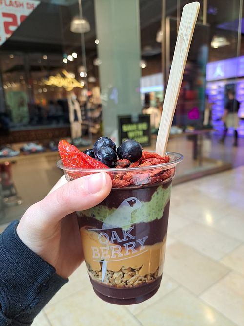 Matcha and peanut butter acai bowl at OAKBERRY ACAI | Bullring in England