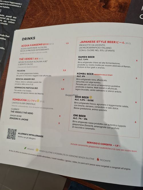 Menu at Yume | La via Zen del Ramen in Padua