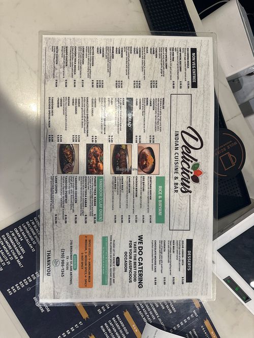 Menu2  at Delicious Indian Cusinie & Bar in San Antonio