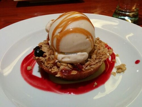 Warm apple and cranberry pie with ice cream at Candle 79 in New York City