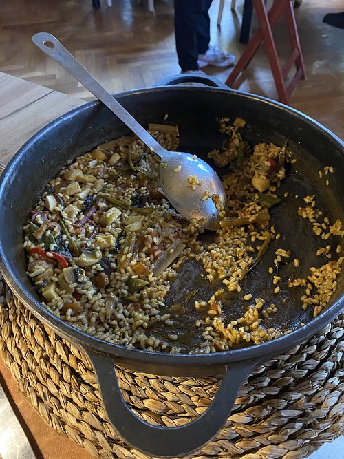 We had the arroz con verduras and some cava. The rice was outstanding!  at La Torre de Codorníu in Catalunya