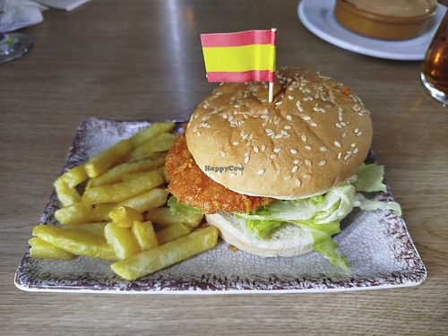 Crunchy vegan burger at Bar El Tonel in Andalucía